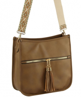 Tessel Zip Crossbody Bag with Aztec Guitar Strap DX0163 STONE /
